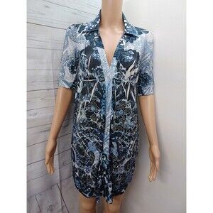 S-S-Twelve Cardigan Jacket Dress Blue White Paisley M